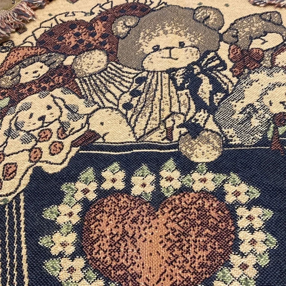 Lucy Rigg baby blanket “Let the little children come to me” woven tapestry 1992